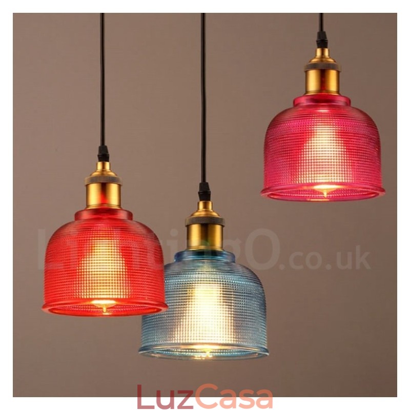 1 Luz Moderna Contemporânea Café Multi Cores Vidro Pendente Luz