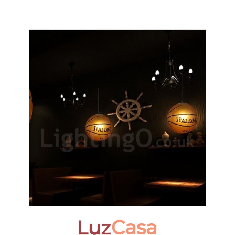 1 luz vintage moderna contemporânea basquete vidro sombra pingente luz