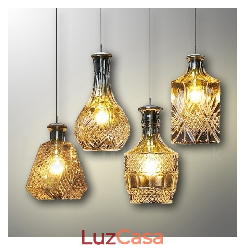 1 luz rústica lodge vidro café pingente luz
