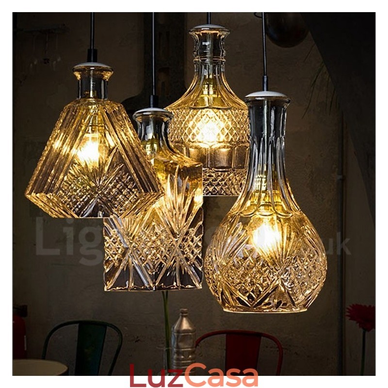 1 luz rústica lodge vidro café pingente luz