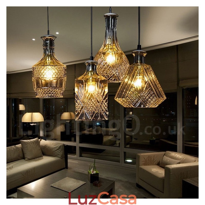 1 luz rústica lodge vidro café pingente luz