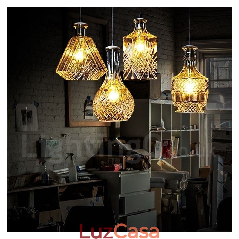 1 luz rústica lodge vidro café pingente luz