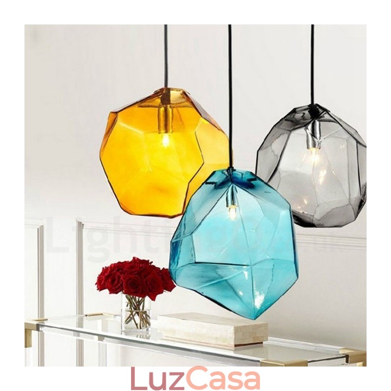 1 luminária pendente rústica Lodge com cúpula de vidro