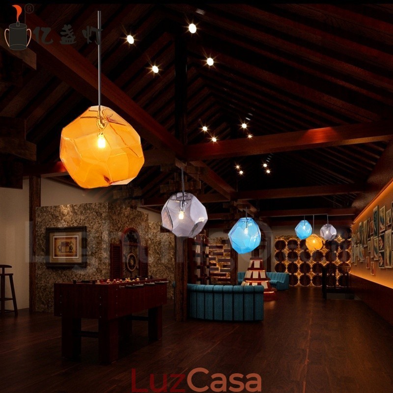 1 luminária pendente rústica Lodge com cúpula de vidro