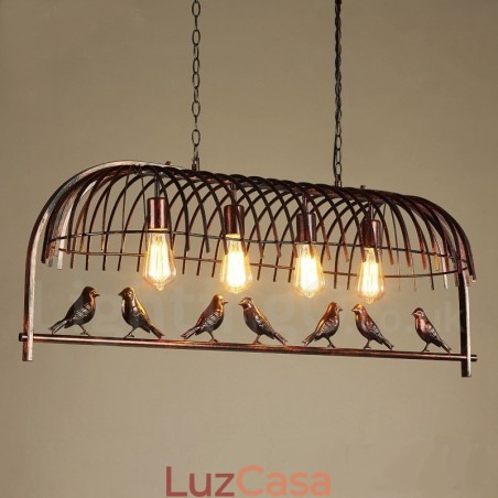 4 Luzes Rústicas Lodge Retro Birdcage Pendente Luz com Sombra de Aço 4 Luzes Rústicas Lodge Retro Birdcage Pendente Luz com Sombra de Aço
