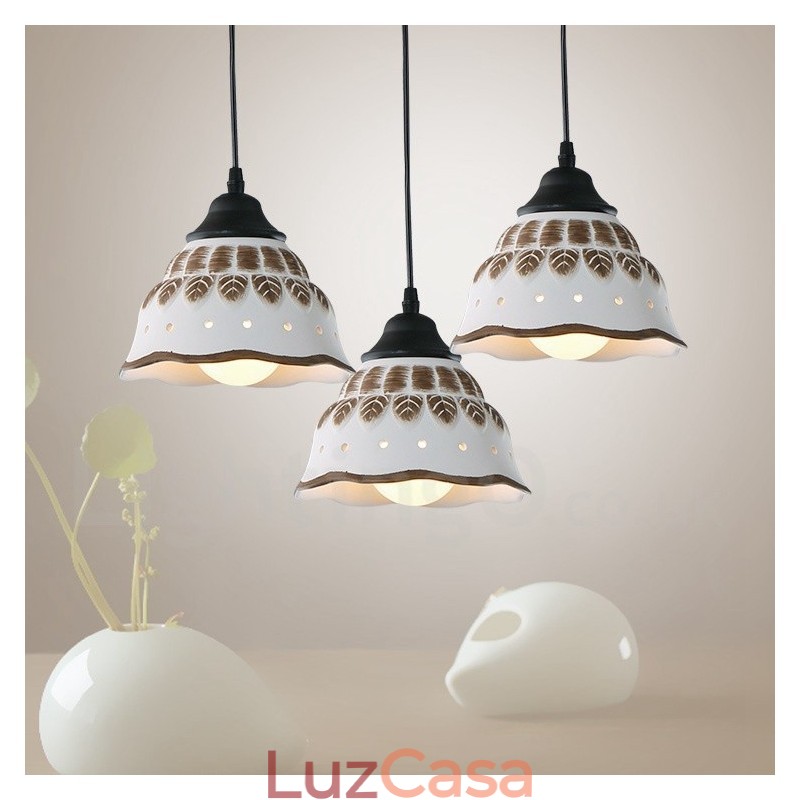 1 luz moderna contemporânea pendente com cúpula de cerâmica
