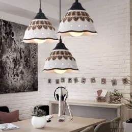 1 luz moderna contemporânea pendente com cúpula de cerâmica