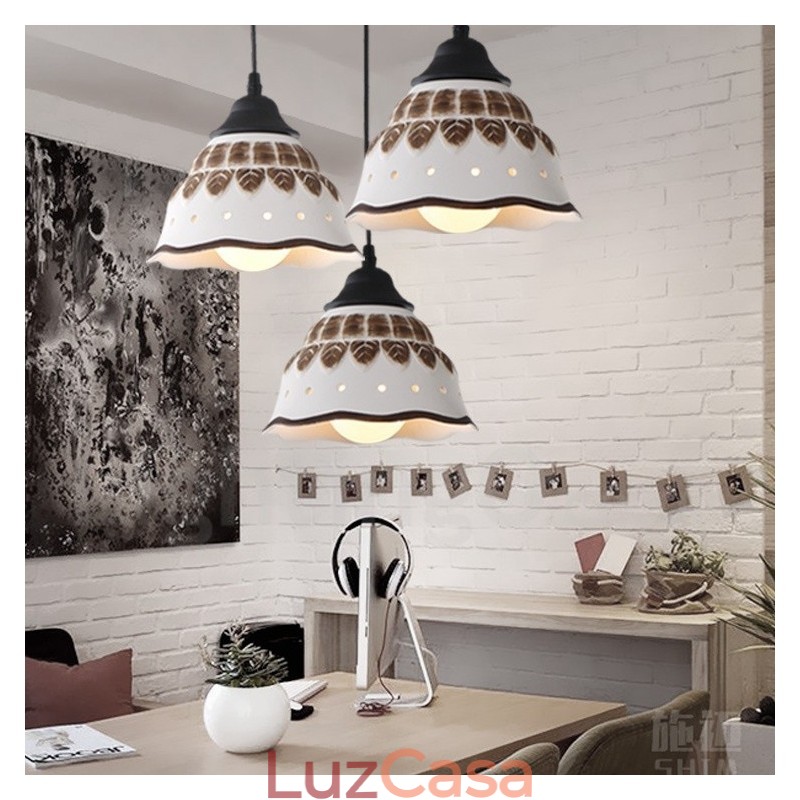 1 luz moderna contemporânea pendente com cúpula de cerâmica