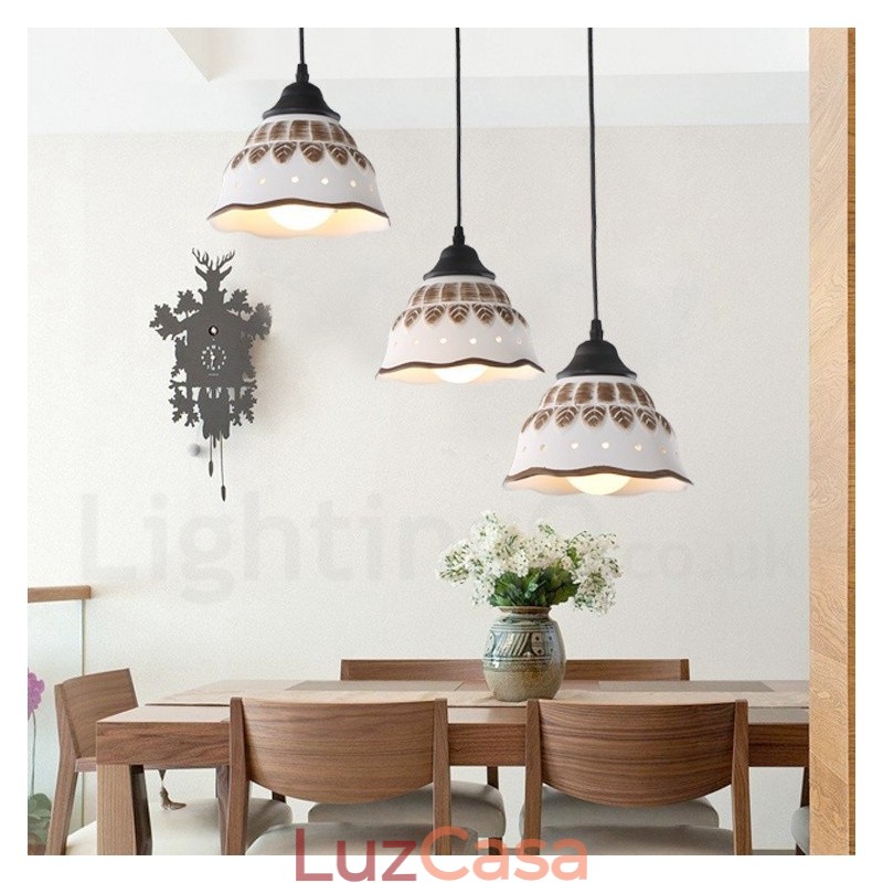 1 luz moderna contemporânea pendente com cúpula de cerâmica