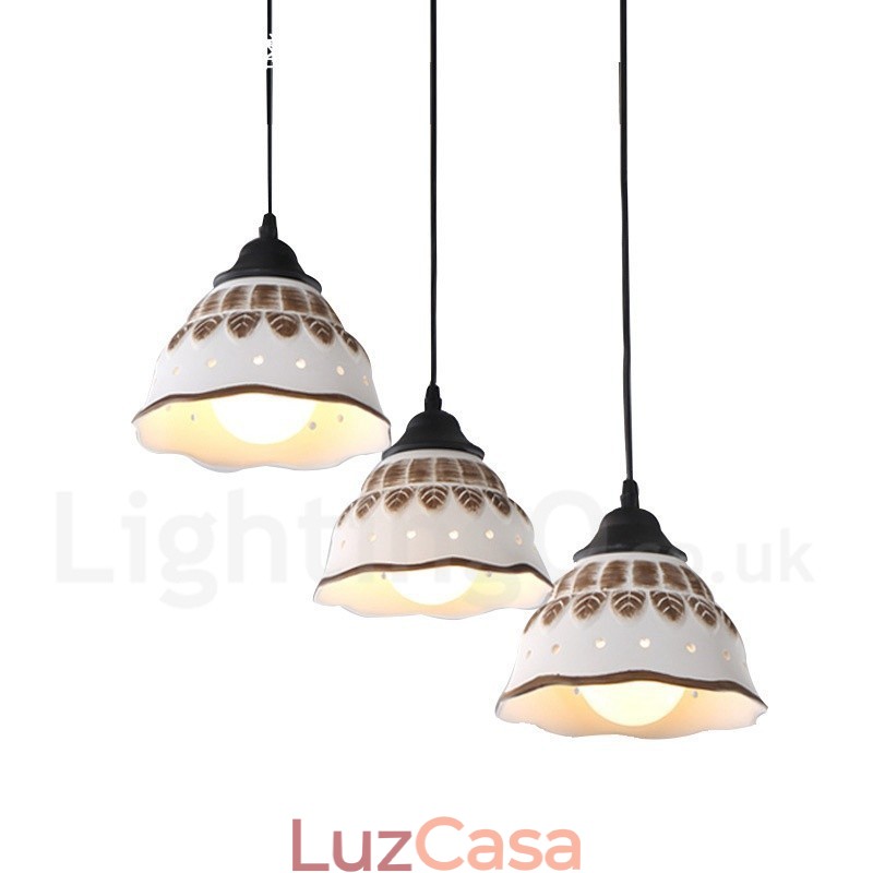 1 luz moderna contemporânea pendente com cúpula de cerâmica