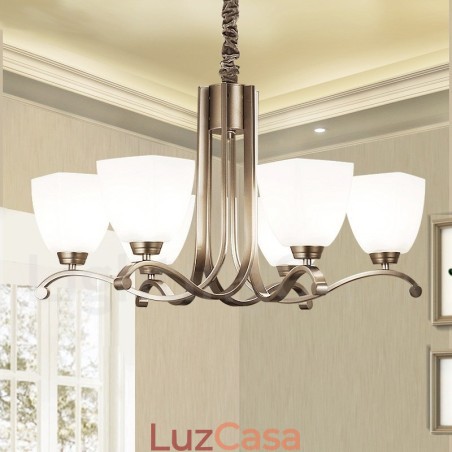 Lustre moderno contemporâneo de 6 luzes com cúpula de vidro Lustre moderno contemporâneo de 6 luzes com cúpula de vidro