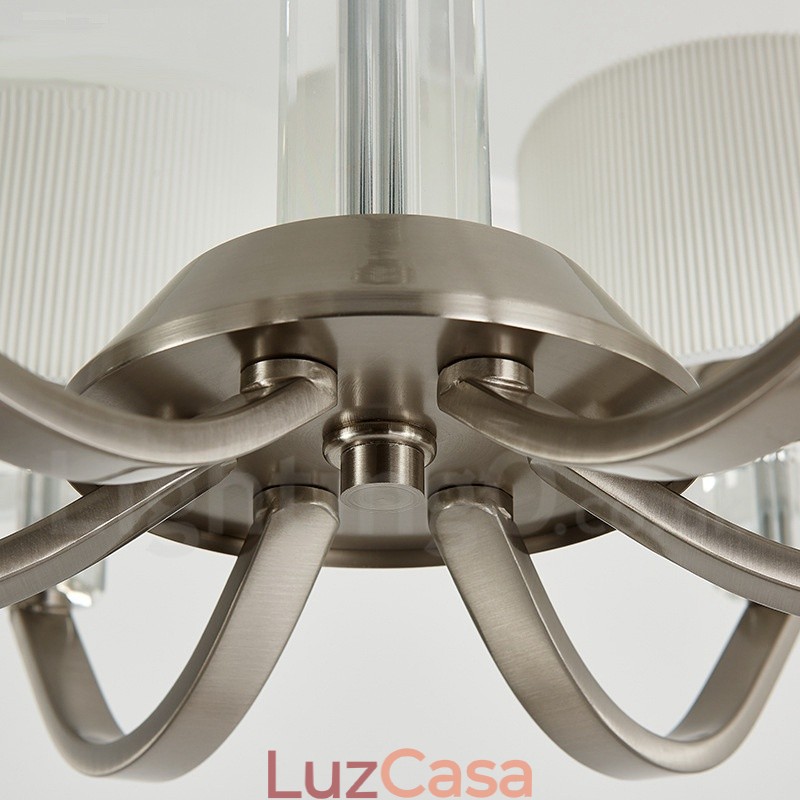 Lustre de cristal moderno contemporâneo de 6 luzes com cúpula de tecido