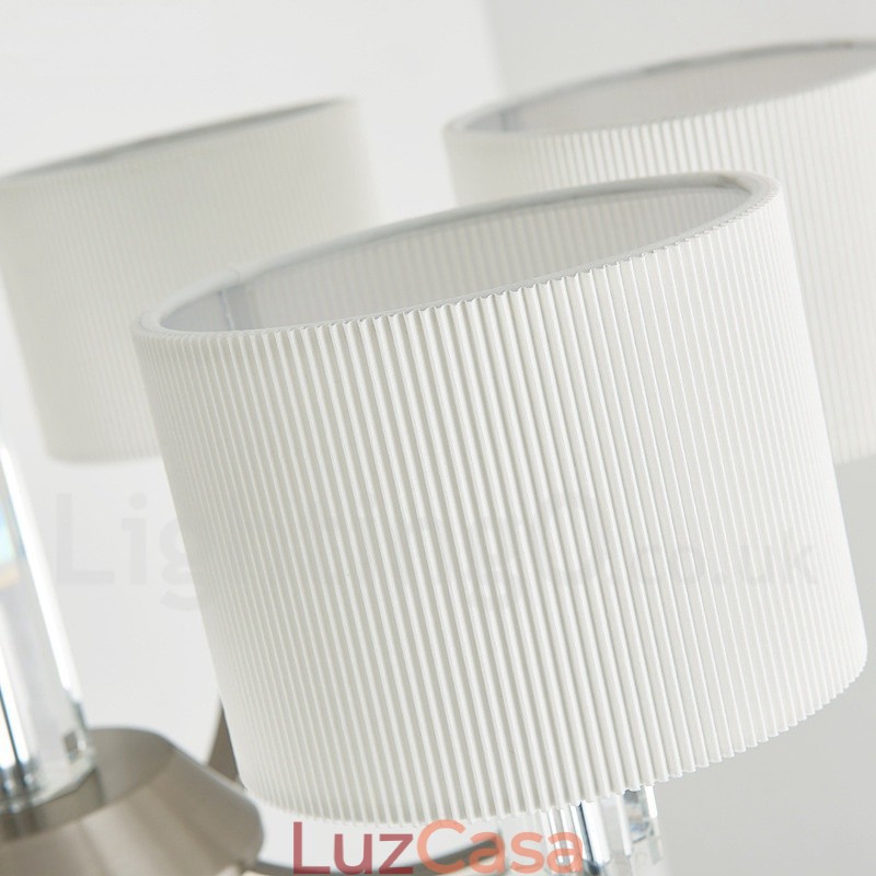 Lustre de cristal moderno contemporâneo de 6 luzes com cúpula de tecido