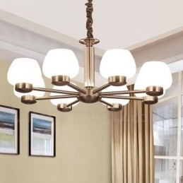 Lustre moderno contemporâneo de 8 luzes com cúpula de vidro