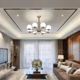 Lustre moderno contemporâneo de 8 luzes com cúpula de vidro