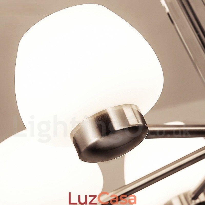 Lustre moderno contemporâneo de 8 luzes com cúpula de vidro