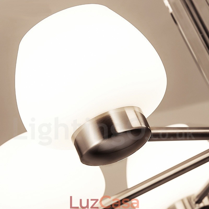Lustre moderno contemporâneo de 6 luzes com cúpula de vidro