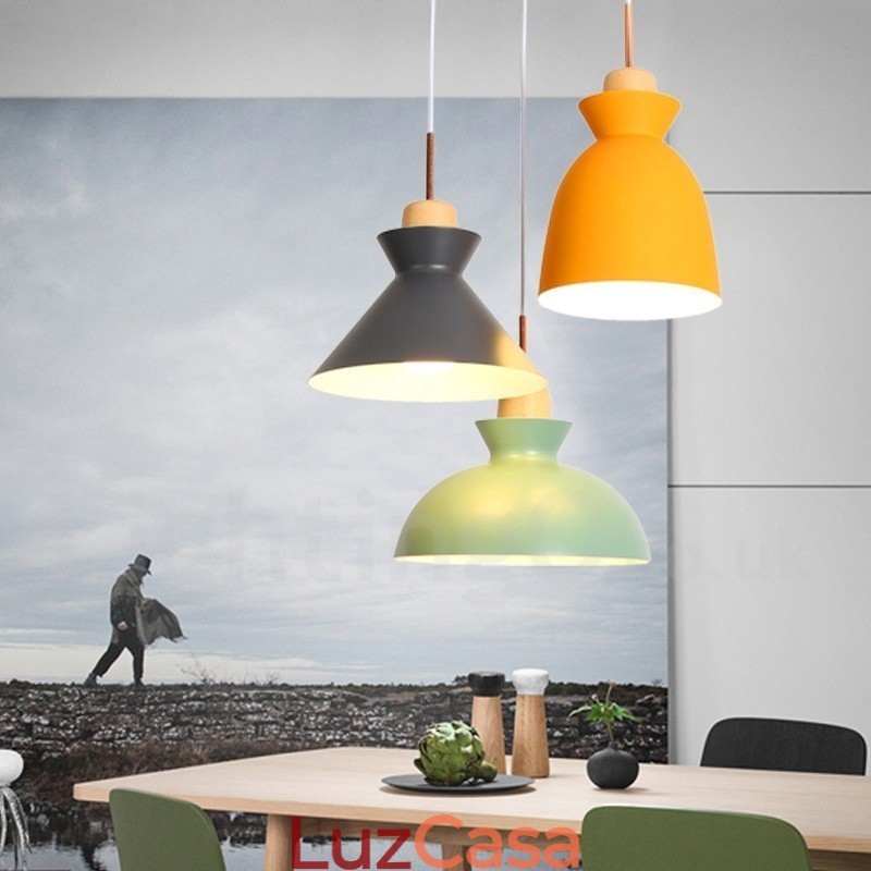 1 luz moderna contemporânea pendente de aço com sombra de liga de alumínio