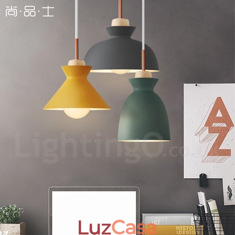 1 luz moderna contemporânea pendente de aço com sombra de liga de alumínio