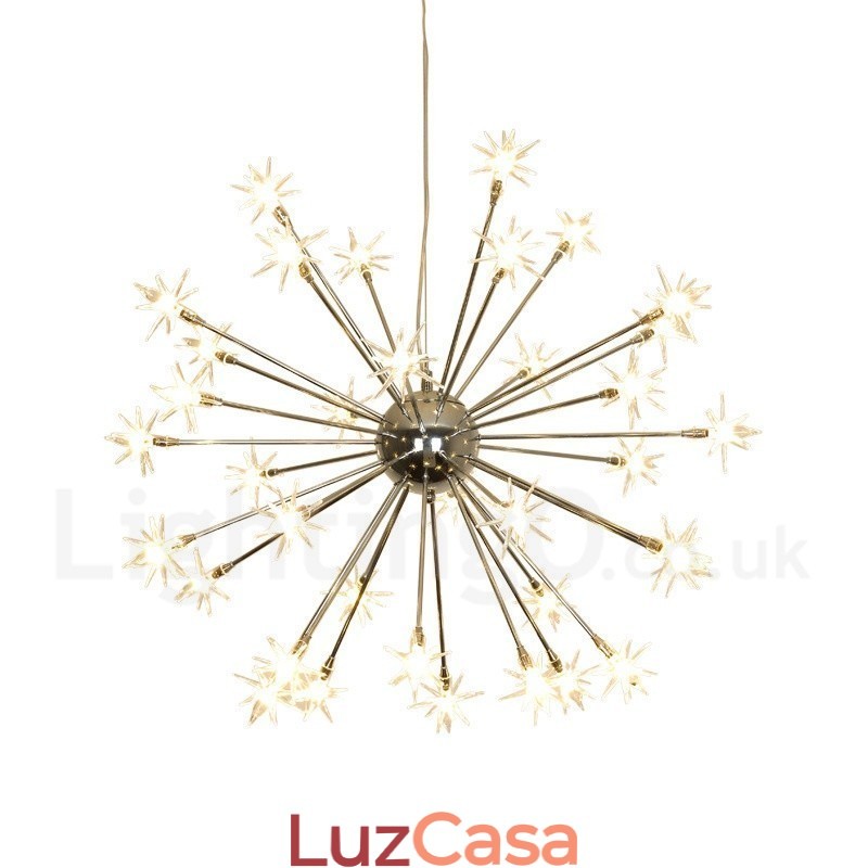 Luminária pendente moderna contemporânea de aço com 32 luzes e cúpula de vidro
