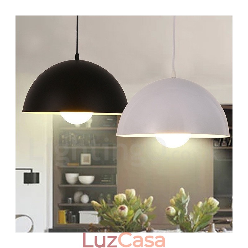 1 luz moderna contemporânea pendente de aço com sombra de liga de alumínio