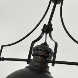 Luminária pendente retrô rústica de aço com 3 luzes e cúpula de aço