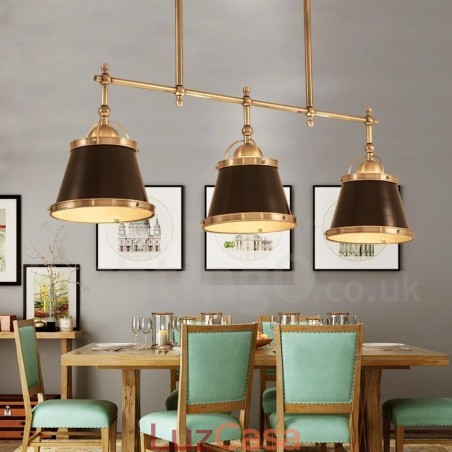 3 Luzes Retro Rústicas Luxo Latão Pendente Luz com Sombra de Latão 3 Luzes Retro Rústicas Luxo Latão Pendente Luz com Sombra de Latão