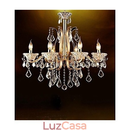 Lustre de cristal de ferro forjado de ouro de alta qualidade 8 luzes