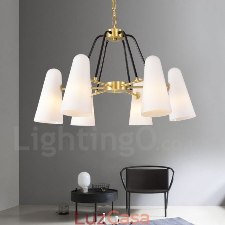 6 Luz Retro Rústico Luxo Latão Pendente Lâmpada Lustre com Sombra de Vidro 6 Luz Retro Rústico Luxo Latão Pendente Lâmpada Lustre com Sombra de Vidro