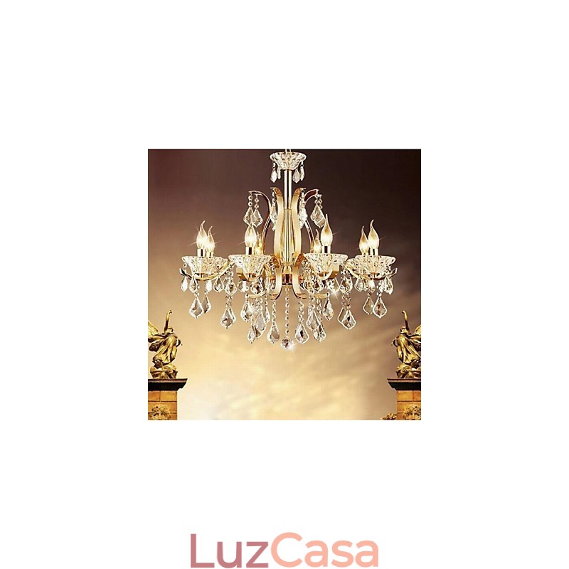 Lustre de cristal de ferro forjado de ouro de alta qualidade 8 luzes