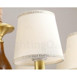 Lustre de pingente de latão luxuoso retrô rústico de 8 luzes com cúpula de vidro