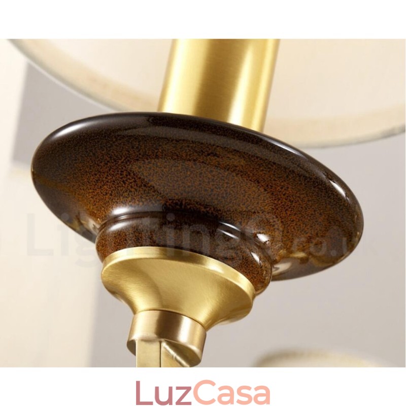 6 Luz Retro Rústico Luxo Latão Pendente Lâmpada Lustre com Sombra de Vidro