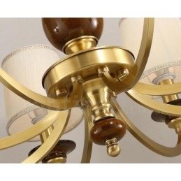 6 Luz Retro Rústico Luxo Latão Pendente Lâmpada Lustre com Sombra de Vidro