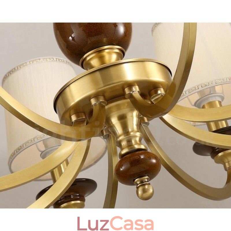 6 Luz Retro Rústico Luxo Latão Pendente Lâmpada Lustre com Sombra de Vidro