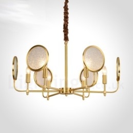 6 Luz Retro Rústico Luxo Latão Pendente Lâmpada Lustre com Sombra de Vidro