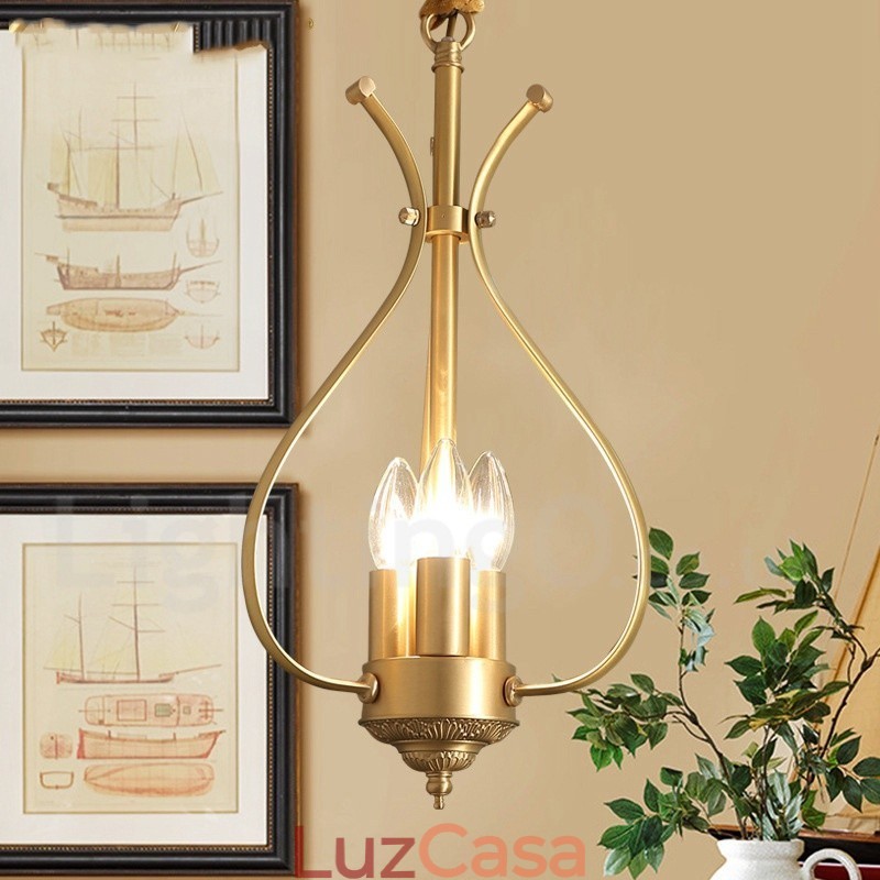 4 Luz Retro Rústico Luxo Latão Pendente Lâmpada Lustre