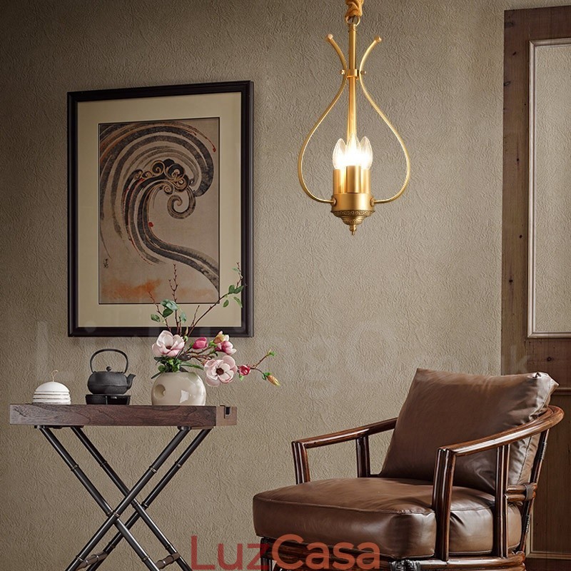 4 Luz Retro Rústico Luxo Latão Pendente Lâmpada Lustre