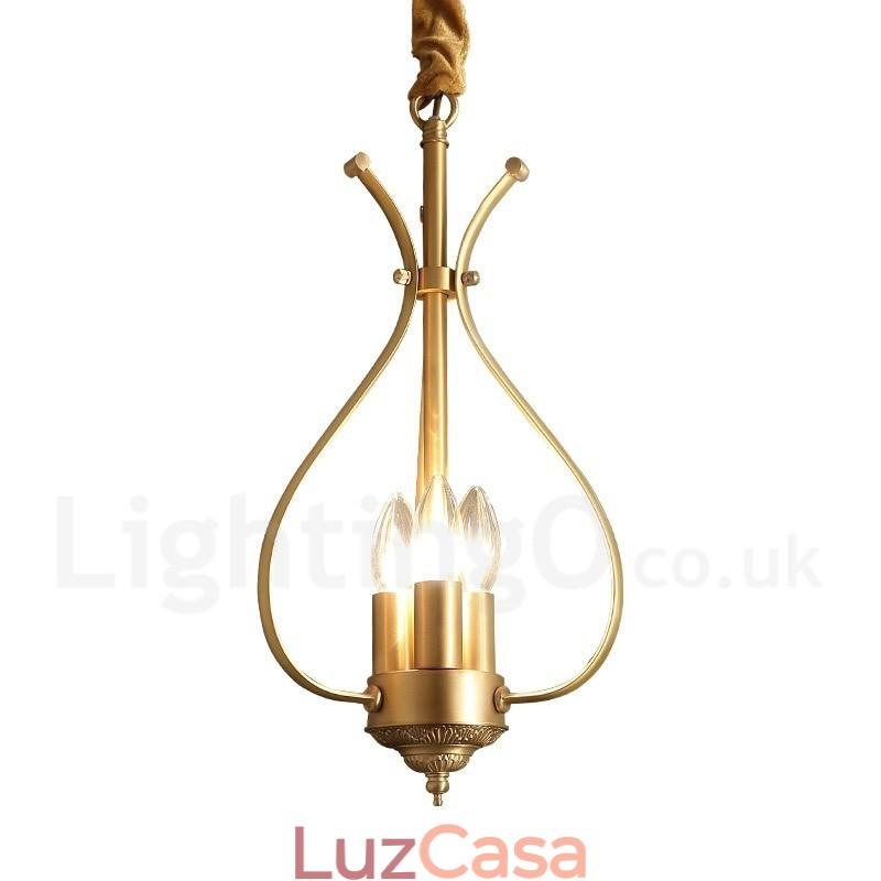 4 Luz Retro Rústico Luxo Latão Pendente Lâmpada Lustre