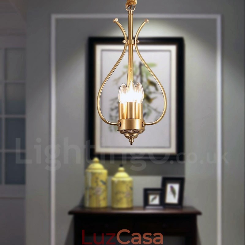 4 Luz Retro Rústico Luxo Latão Pendente Lâmpada Lustre