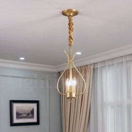 4 Luz Retro Rústico Luxo Latão Pendente Lâmpada Lustre