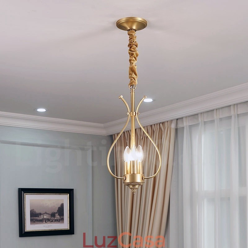 4 Luz Retro Rústico Luxo Latão Pendente Lâmpada Lustre