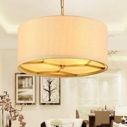 4 Luz Retro Rústico Luxo Latão Pendente Lâmpada Lustre com Tecido Sombra