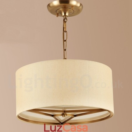 4 tambor de luz retro rústico luxo latão pingente lâmpada lustre com tecido sombra 4 tambor de luz retro rústico luxo latão pingente lâmpada lustre com tecido sombra