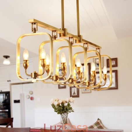 Lustre retrô rústico de luxo em latão com pingente Lustre retrô rústico de luxo em latão com pingente