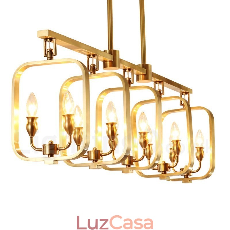 Lustre retrô rústico de luxo em latão com pingente