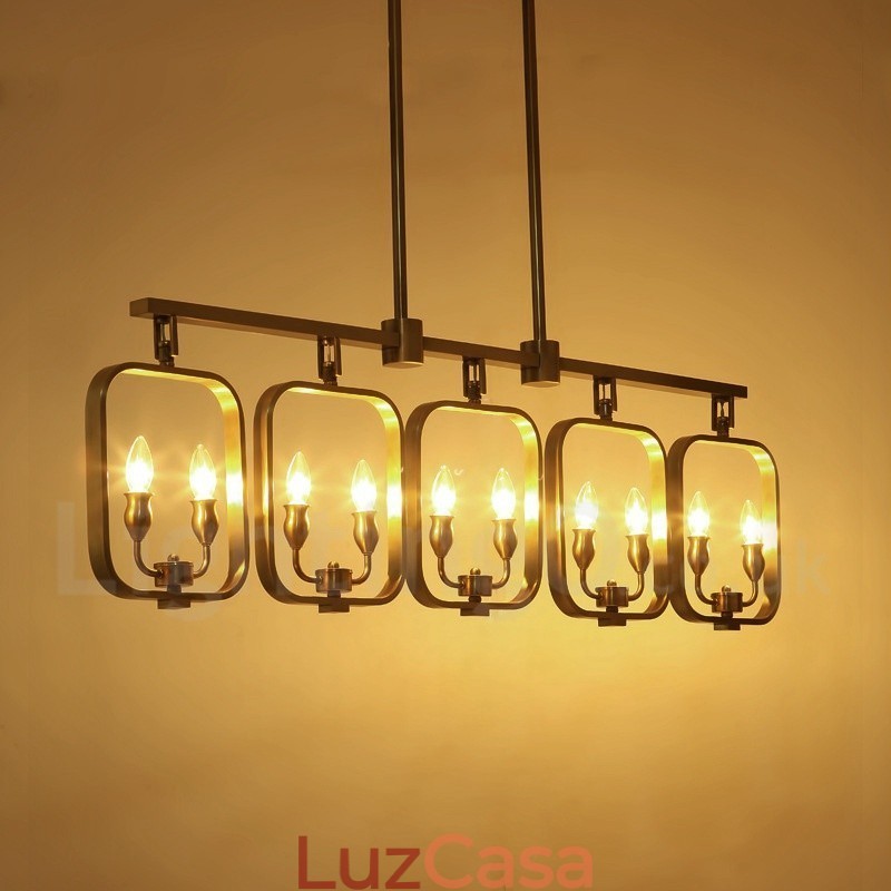 Lustre retrô rústico de luxo em latão com pingente