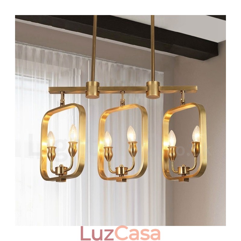 6 Luz Retro Rústico Luxo Latão Pendente Lâmpada Lustre