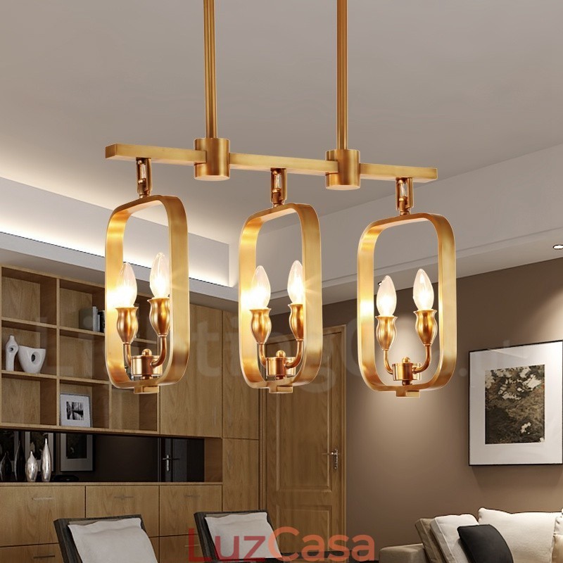 6 Luz Retro Rústico Luxo Latão Pendente Lâmpada Lustre