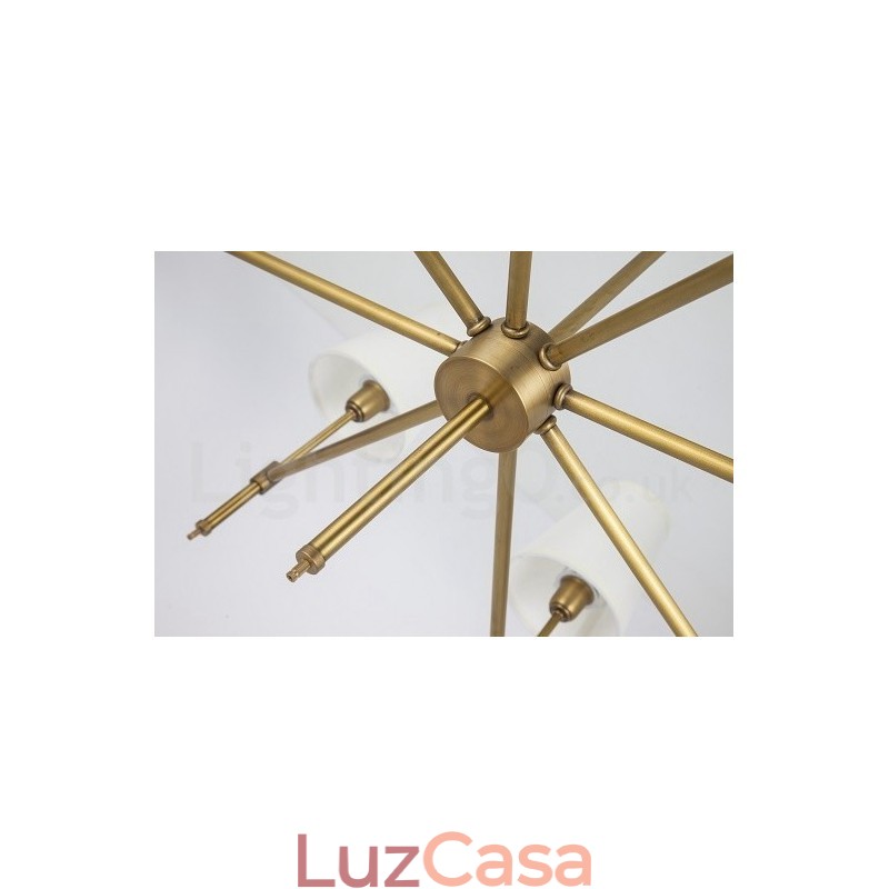Lustre de pingente de latão luxuoso retrô rústico de 6 luzes com sombra de tecido