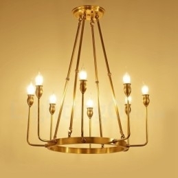 6 Luzes 8 Luzes Retro Rústico Luxo Latão Pendente Lâmpada Lustre